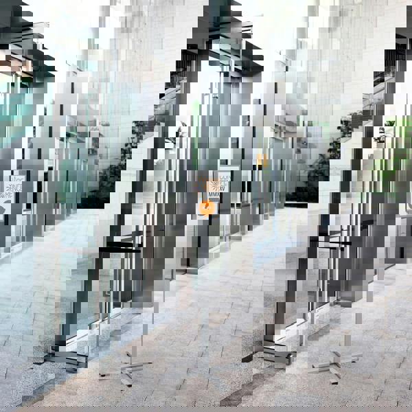 Durable INFO STAND OUTDOOR Stainless Steel Floor Sign | A4 Display Panel | Grey