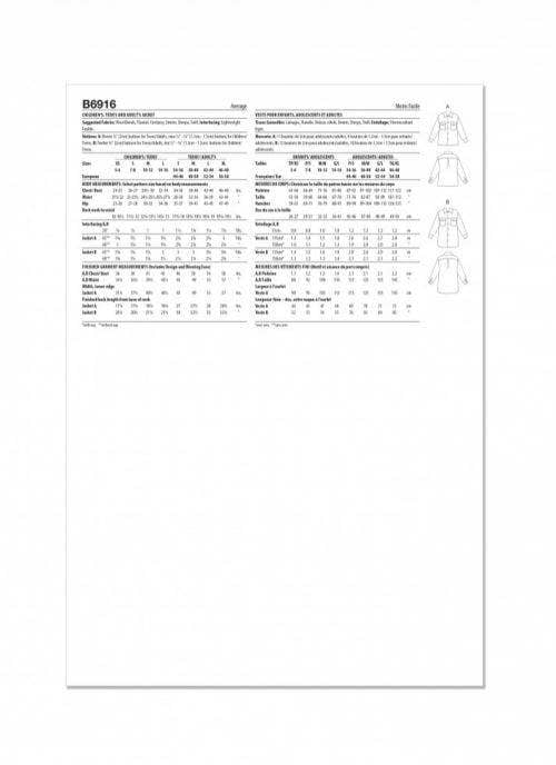 Butterick Sewing Pattern 6916, Shirts, Jackets for Kids, Teenagers, Women, Men, A (XS-S-M-L Kids / S-M-L-XL Adult - Intermediate