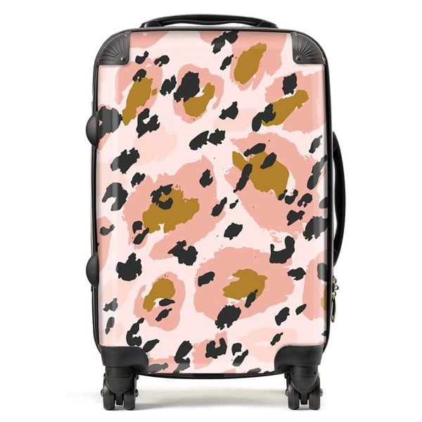 Warren Reed Hand Drawn Pink Leopard Print Suitcase