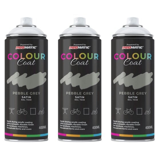 Colour Coat 3X Pebble Grey RAL 7030 Satin Spray Paint 400ml