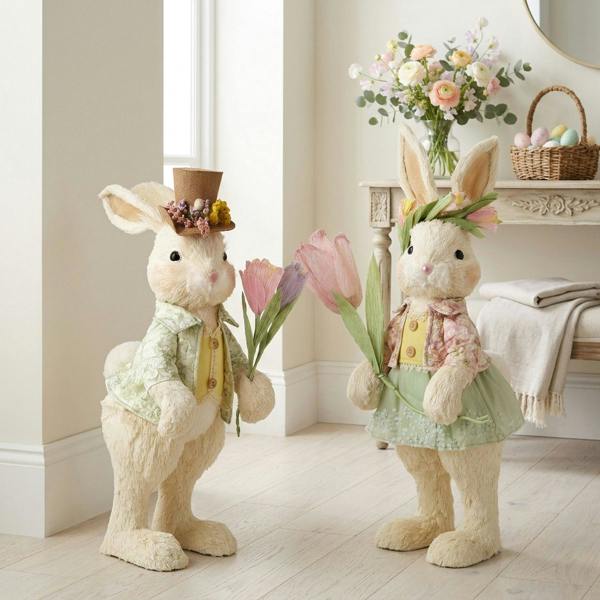 Garden Greatness Springtime Duo Decorative Bunny Figures