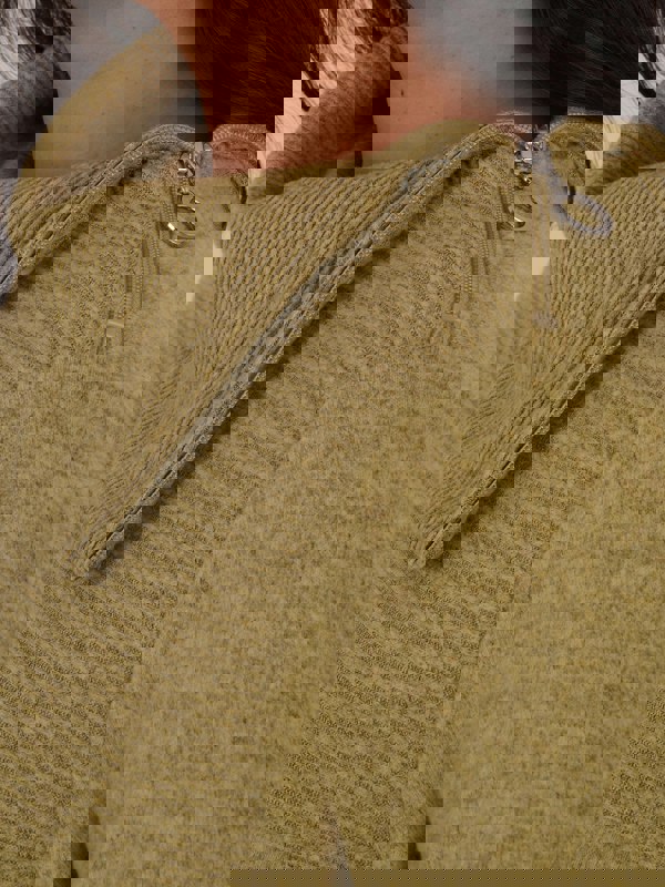 PennyPlain Zip Cowl Neck Rib Top - Pear