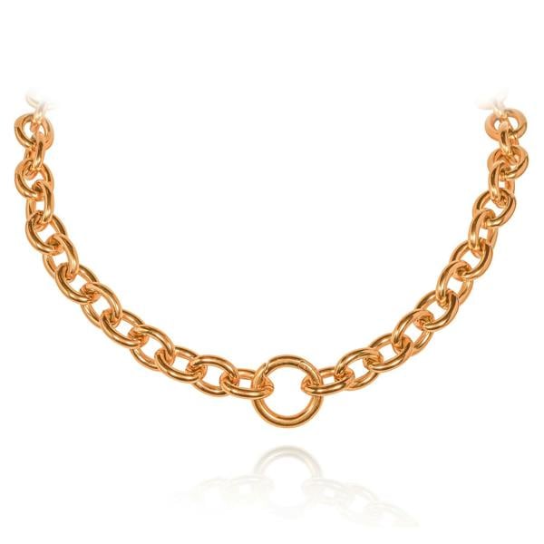 namana Chunky Gold Necklace with Oval Links for Women in Stainless Steel