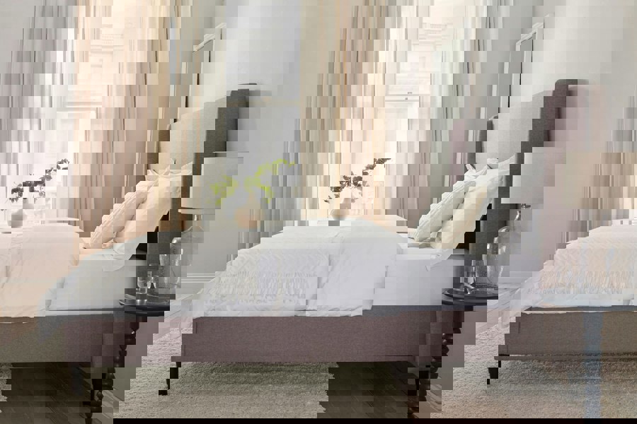 DS Living Siena Winged Grey Upholstered Bed Frame