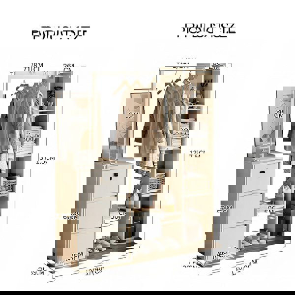 Hiroshi Coat Rack With Storage, Wardrobe With Coat Stand-Rit Concept-Rit Concept