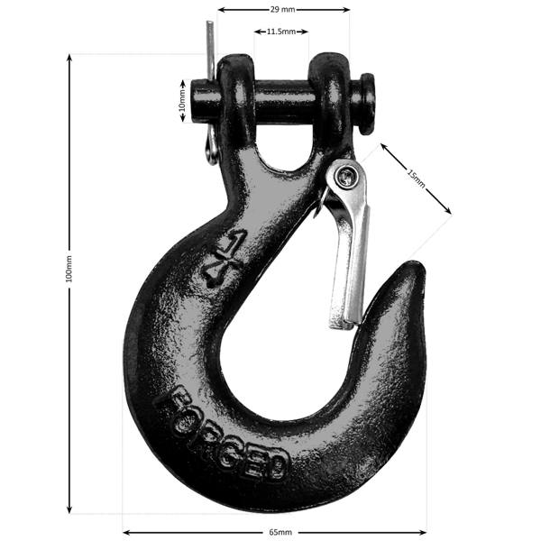 WINCHMAX Black Winch Hook 1/4 inch Clevis Forged G70. Suitable for Winches up to 4,000lb