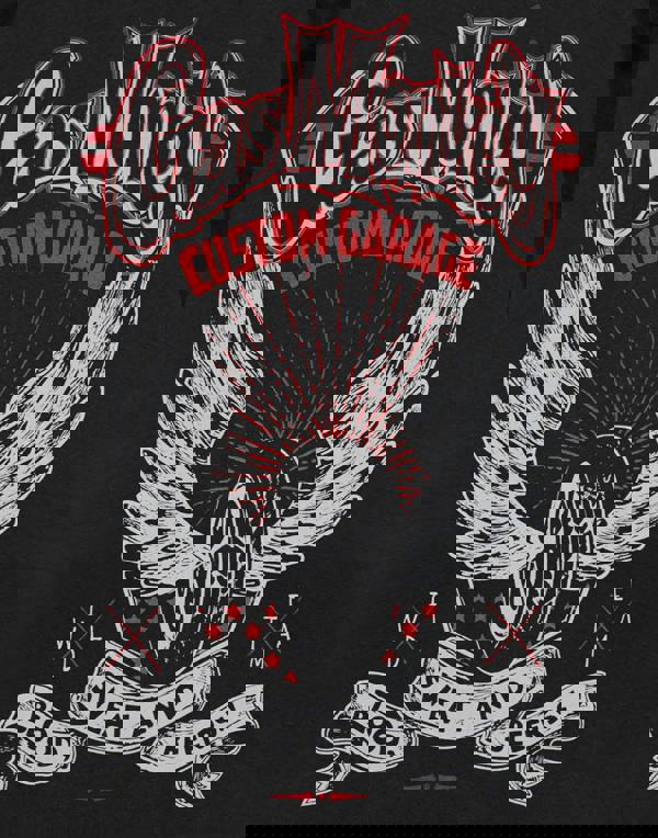 Gas Monkey Garage Mens Black Winged Tyre Short Sleeved T-Shirt