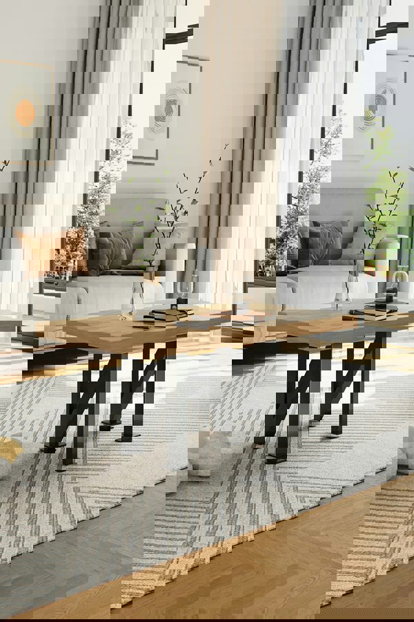 Living and Home 40cm/15.75 inch 2Pcs Black N-shaped Anti-Slip Metal Table Legs Furniture Replacement Legs for Coffee Table, Bench