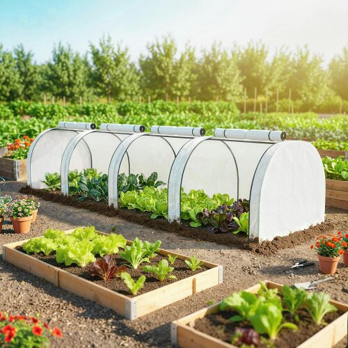 Outsunny Tunnel Greenhouse Steel Frame for Garden w/ Zipper Doors
