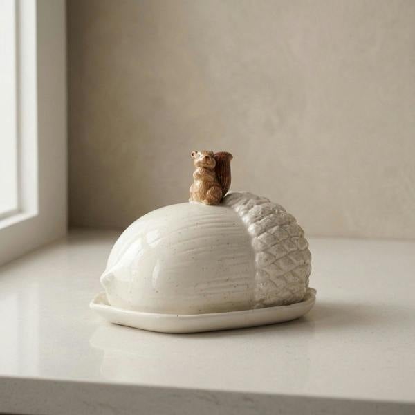 Garden Greatness Harvest Sculpted Squirrel Butter Dish