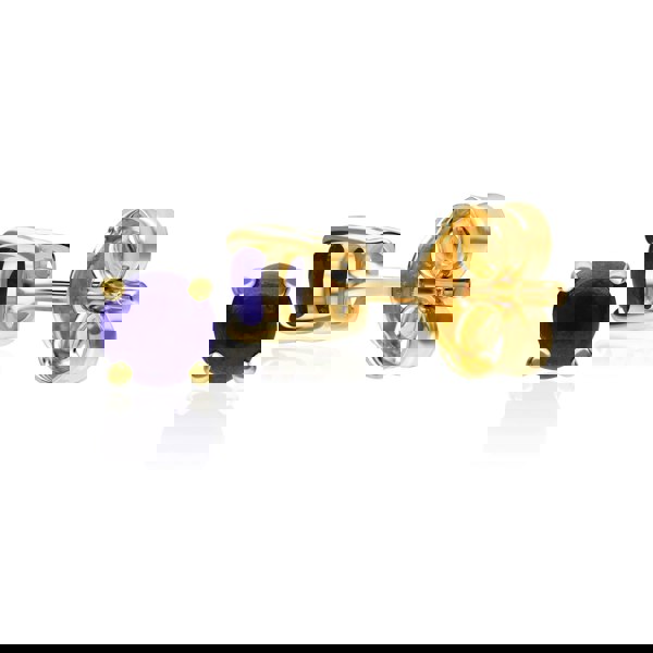 183E0083419 Classic Round Lapis Lazuli Claw Set Single Stone Earrings in 9ct Gold 3