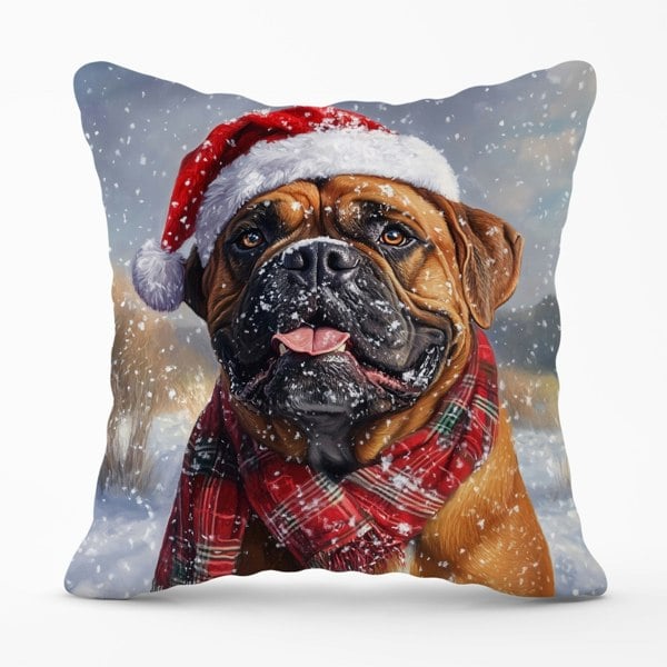 Warren Reed Christmas Bullmastiff Cushion