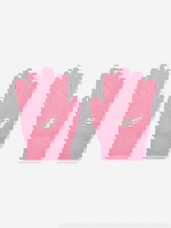 Nike Girls Swoosh Pom Beanie and Glove Set in Pink