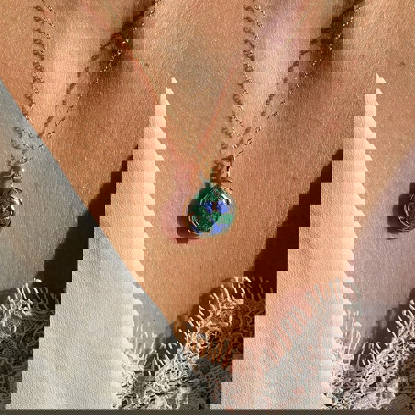 18ct Gold Vermeil Plated Azurite & Malachite Necklace