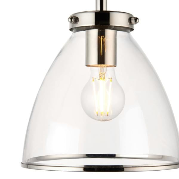 Pagazzi Lighting Brunswick Satin Nickel and Clear Glass Semi-Flush Ceiling Light