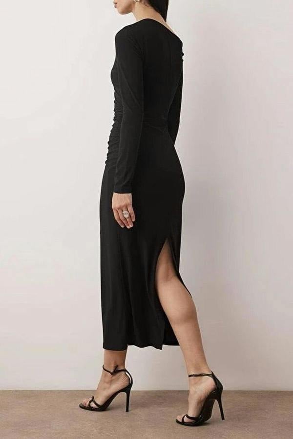 WOVCOR Knit Maxi Dress with Lining and Accessory Details