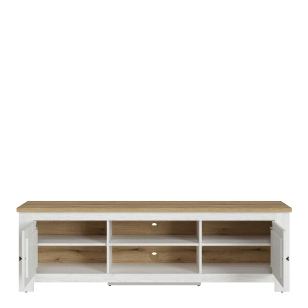 Wyld Haus Tipsyfern 189cm White and Natural Oak Wood 2 Door Wide TV Unit
