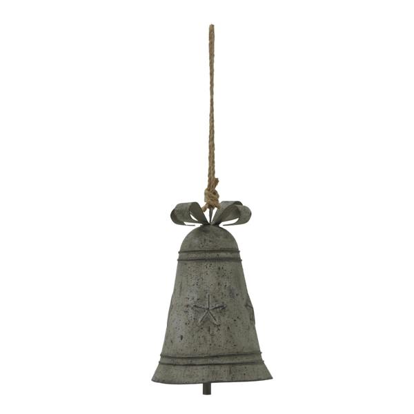 Hill Interiors Rustic Bell Christmas Hanging Decoration - Silver - 