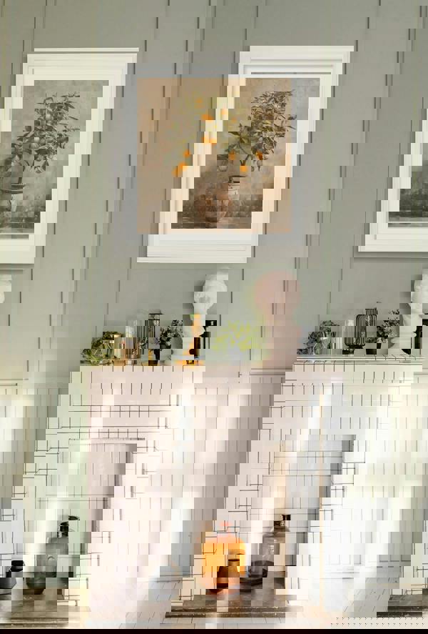 Exceptional Art Mediterranean Orange Tree - Cream Hurstwood square frame