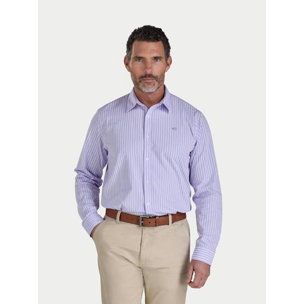 Raging Bull Mens Classic Stripe Long-Sleeved Shirt - Lilac - 
