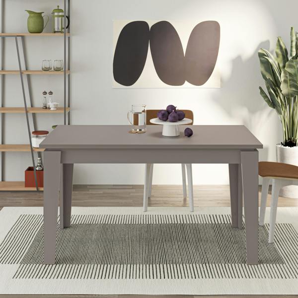 Decortie Tolmen Dining Table Rectangular Extendable Table Up to 6 Seater Contemporary Kitchen Table 140Wcm Living Room, Mocha Grey
