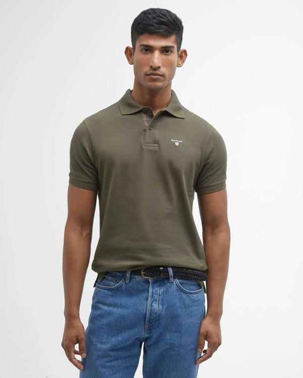 Barbour Tartan Pique Polo Shirt - Dark Olive