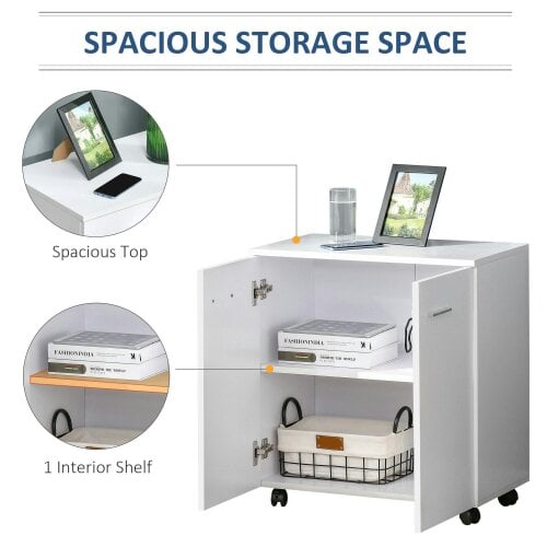 HOMCOM Mobile Sideboard Cabinet with 2 Doors and Internal Shelf, White
