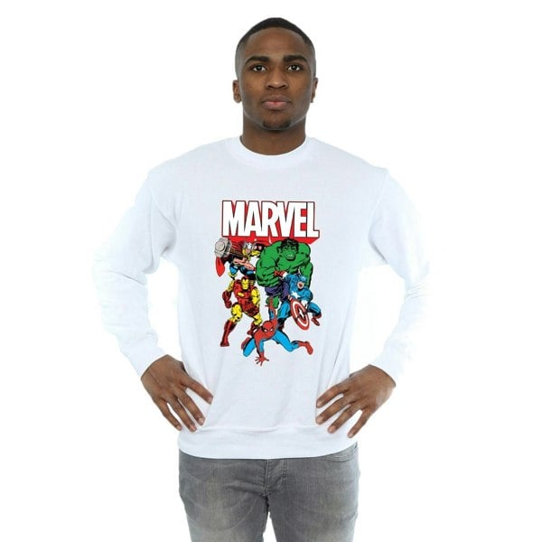 Marvel Mens Hero Group Sweatshirt - White