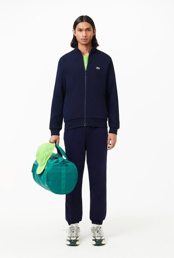 Lacoste Men's Zip-Up High Neck Fleece Sweatshirt - Navy