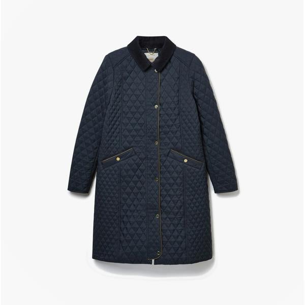 Joules Joules ROSEWELL Longline Quilted Showerproof Coat with Collar Navy
