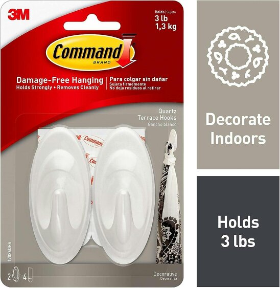 Command Medium Terrace Hanging Hooks Damage-Free Packs of 1 to 3