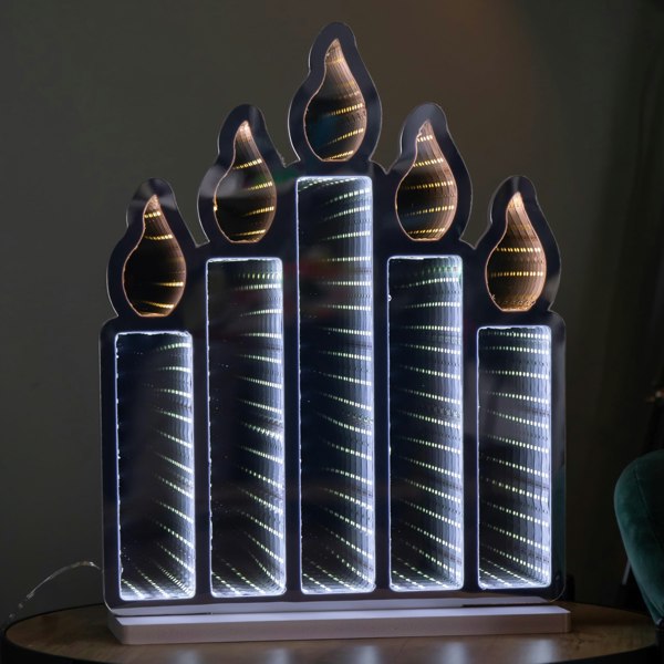 Samuel Alexander 40cm Light up Standing Candlebridge with Flickering Flame Christmas Infinity Mirror