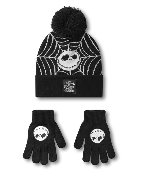 Disney Unisex Kids Black The Nightmare Before Christmas Beanie and Gloves Set (One Size)