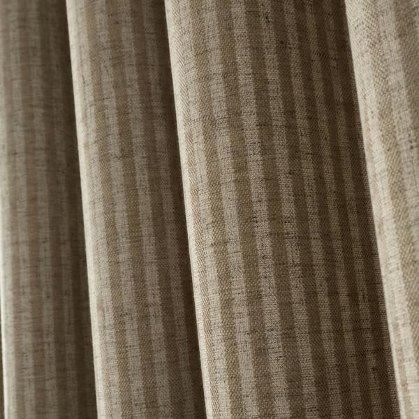 Bianca Chenille Stripe Lined Eyelet Curtains Natural