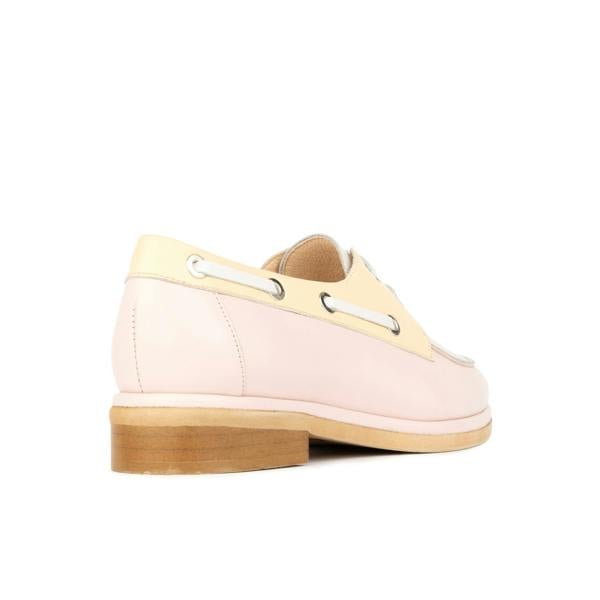 Embassy London Boatie - Yellow & Cream & Pink - Women's Leather Boat Shoe
