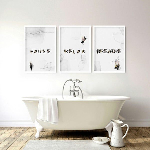 Wall decor for bathroom | set of 3 relaxing wall art