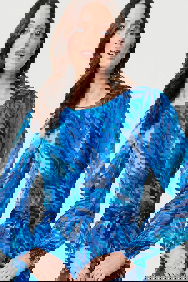 Blue | Abstract Semi Sheer Layered Maxi Dress