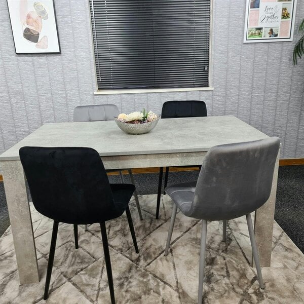 Kosy Koala Wooden Rectangle Dining Table Set With 4 Grey Velvet Chairs - Dining Room Furniture - Table + 4 mixed Chairs