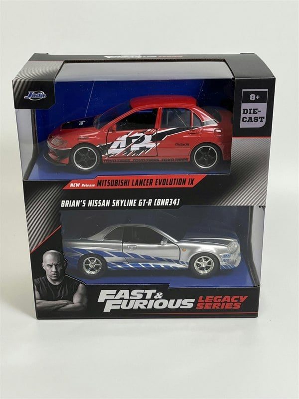 a two toy cars in a box