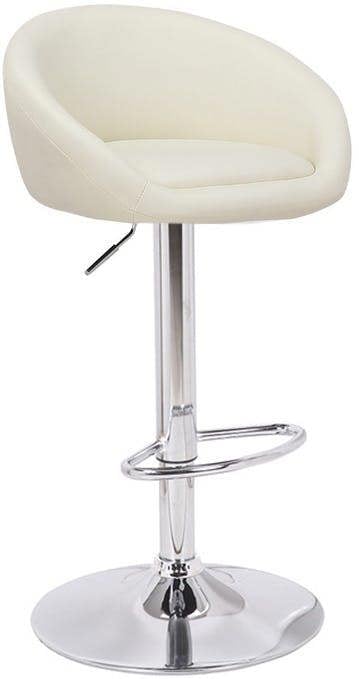 Lamboro Luca Single Kitchen Bar Stool, Chrome Footrest, Height Adjustable Swivel Gas Lift, Breakfast Bar & Home Barstool, Cream