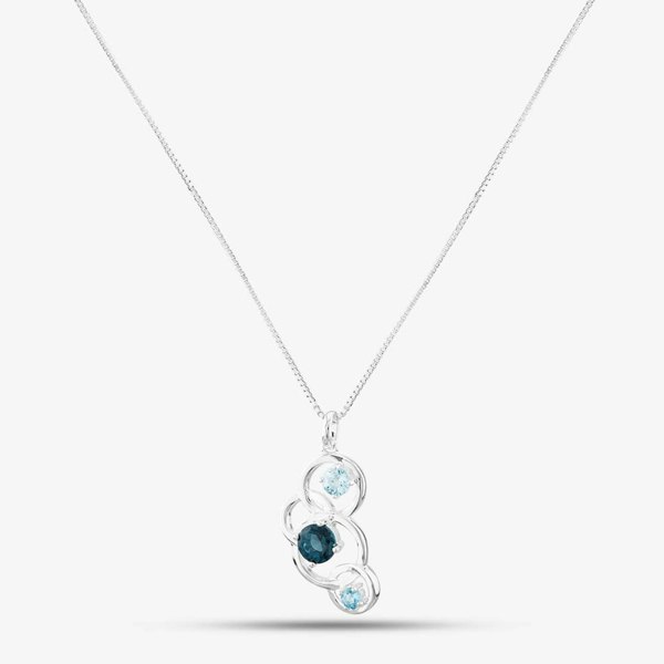 T. H. Baker Sterling Silver Round Blue Topaz Pendant P4844T N2323