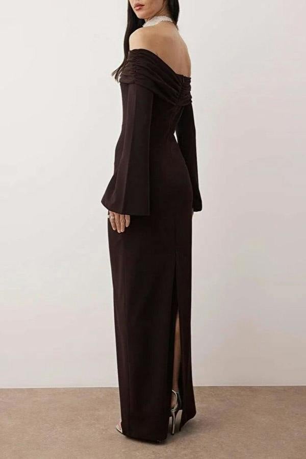 WOVCOR Carmen Collar Maxi Elegant Evening Dress
