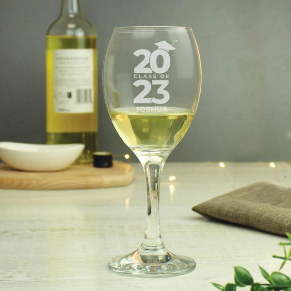 Personalised 'Class Of' Graduation Wine Glass - lifestyle shot