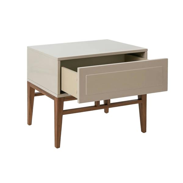 Angel Cerdá Beige and Walnut Wood Bedside Table 7035