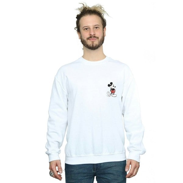 Disney Mens Mickey Mouse Kickin Retro Chest Sweatshirt - White