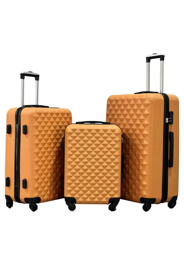 Groundlevel 3pc ABS 4 Wheel Diamond Luggage Set