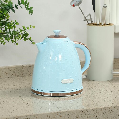 HOMCOM Electric Kettle, Fast Boil, 1.7L, 3kW, Auto Shut-off - Light Blue - Plastic, Stainless Steel - 1