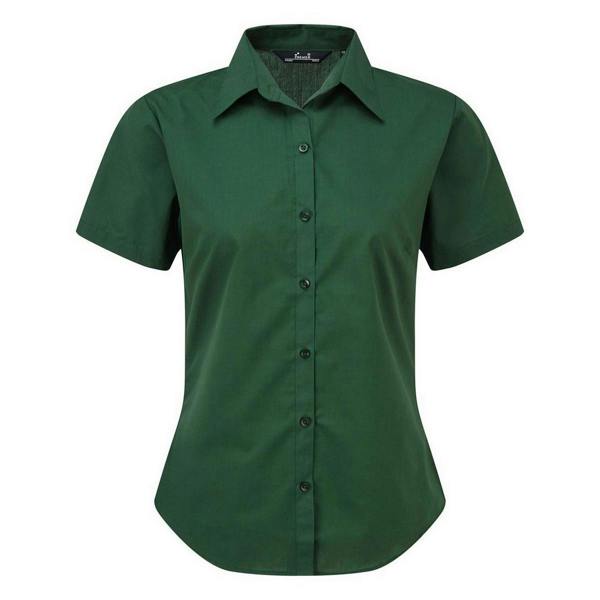 Premier Short Sleeve Poplin Blouse / Plain Work Shirt - Bottle
