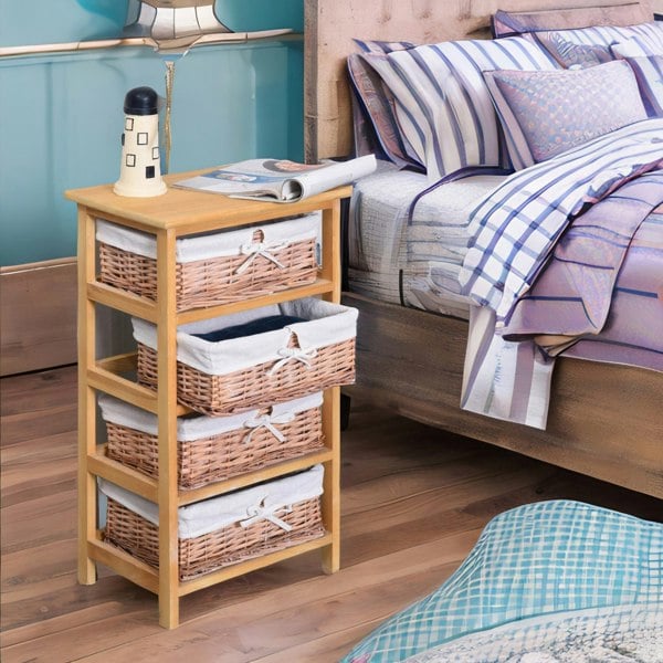 Rafaelo Mobilia 4 Drawer Wicker Basket Storage Unit