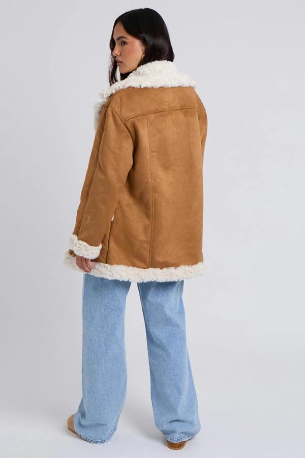 Urban Bliss Faux Suede Bonded Mid Length Jacket